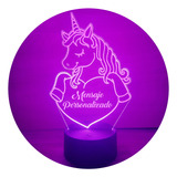 Lámpara Led Unicornio Mensaje Personalizado Artline Infantil