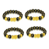 4 Piedras Obsidiana Pixiu Original Feng Shui Bracelet