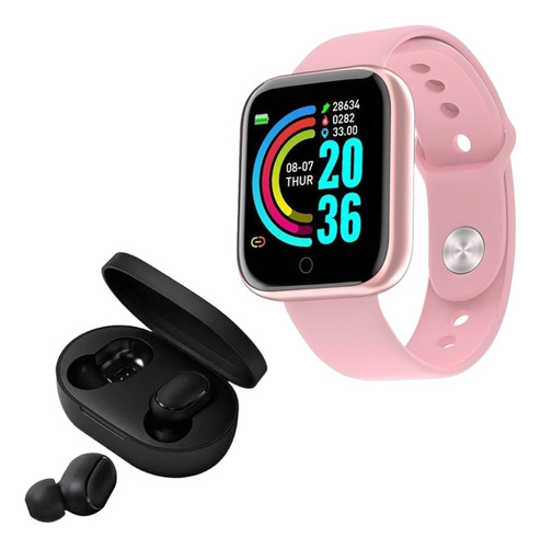 Kit Relogio + Fone Airdots Smartwatch D20 Y68 Bluetooth Nfe