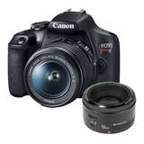  Canon Eos Rebel Kit T7 + 18-55mm Is Ii + 50mm Stm Dslr Color  Negro