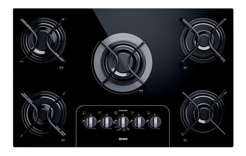 Cooktop Consul 5 Bocas Vidro Preto Chama Rápida Bivolt