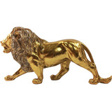 Escultura Estátua Decorativa Leão De Pé Andando Resina 40cm Cor Leão-dourado