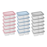 Pote Slim C/ Divisoria 1,1lts P/freezer Microondas Kit 18 Un Cor Transparente E Color