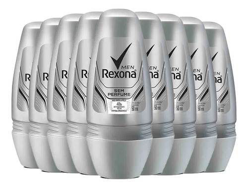 Kit Desodorante Roll On Rexona Men Sem Perfume 50ml - 9 Unid