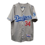 Camisola Jersey La Dodgers Gris Fernando Valenzuela Nacional