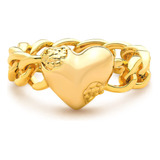 Gnirtsi Anillo De Corazón De Oro Para Mujer, Cadena De Esl.