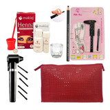 Henna Sobrancelha Makiaj Kit Necessaire Pincel Lapis Mixer 