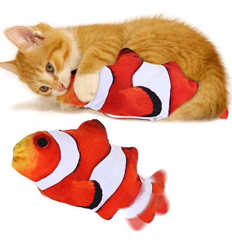 Juguete Interactivo Gatos Gatitos Movimiento Pez Catnip Usb Color Rojo