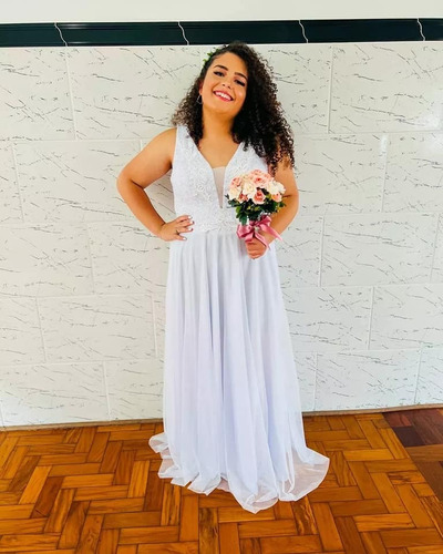 Vestido De Noiva Renda E Tule Com Glitter