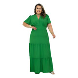 Vestido Longo Evangelico Plus Size G1 G2 G3 Manga Curta Gold