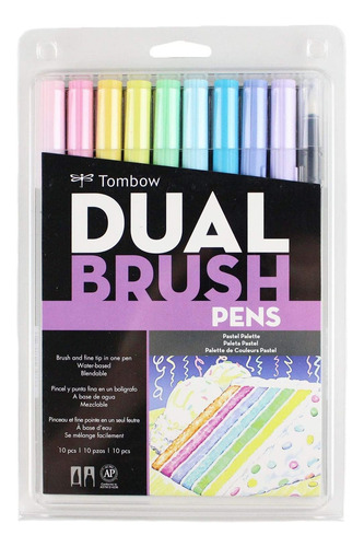 Set De 10 Marcadores Tombow Dual Brush Color Pastel .