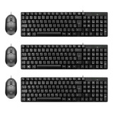 Kit 3 Teclados Basicos Slim + 3 Mouses Com Fio Preto 1200dpi