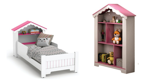 Kit Cama Infantil Princesa + Estante Casinha Princesa Menina