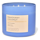 Bath And Body Works - Vela Grande 3 Mechas Color Azul Acero Fragancia Mahogany Coconut