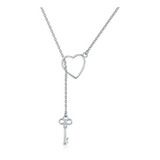 Collar Para Mujer Llave Corazón Regalo De Amor Plata 925