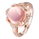 Anillo De Plata Nature Cuarzo Rosa Electroplateado Oro Rosa