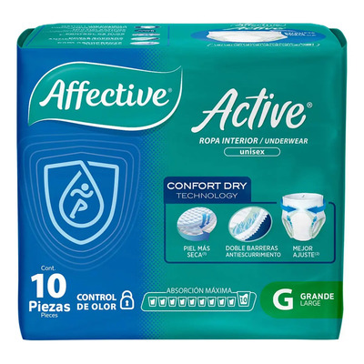 Ropa Interior Desechable Affective Active Unisex Talla Grande 10 Pañales | MercadoLibre