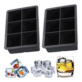 Kit2 Forma Silicone 6 Gelo Cubo Grande Negroni Bpa-free