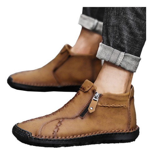 Botas Altas De Abrigo For Hombre,zapatos De Cuero Cómodos