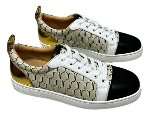 Tenis Christian Louboutin Cl Louis Junior Sports Unisex Casuales Oro Y Blanco