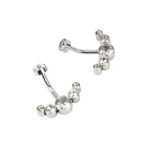 Piercing Ombligo Con 5 Zirconias Titanio Astm F-136