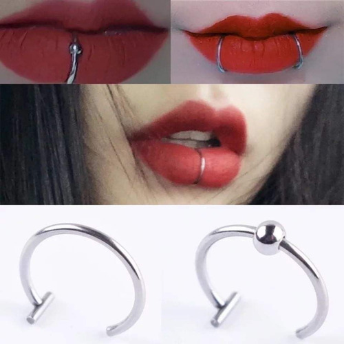 X2 Piercing Sin Perforación De Acero Para Labios