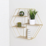 Estante De Pared De Metal Decorativo Hexagonal De Cuatro Niv