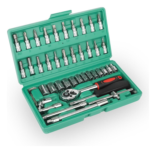 Pwrtool Juego Herramientas Mecánicas Dados Acerokit Kit 46pc