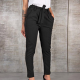 Pantalones De Mujer Con Cintura Alta, Cintura Elástica, Raya