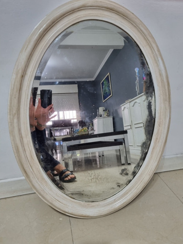 Hermoso Espejo Antiguo Con Vidrio Biselado