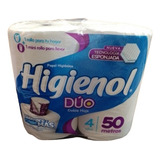 Papel Higienico Higienol Duo 50mt Doble Hoja Paquete X 4 Uni