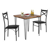 Vecelo Mesa De Comedor De Cocina, 2 Sillas Para Espacio Pequ