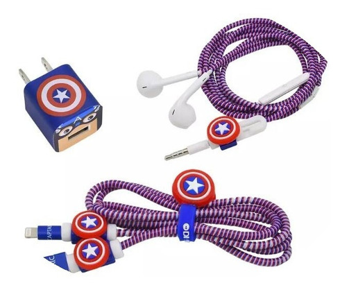 Kit Protector De Cable Capitán America - Cargadores Audífono