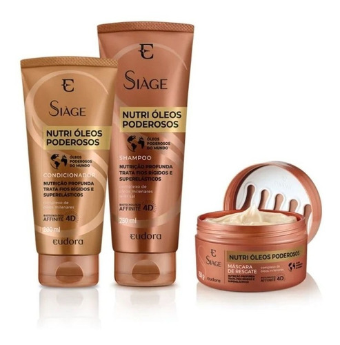 Kit Siage Nutri Oleos Poderoso Shampoo+condicionador+máscara