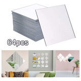 Square Mirror Wall Sticker 64pcs