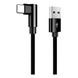 Cable Usb Tipo-c Carga Rápida Reforzado Mallado 90 Grados