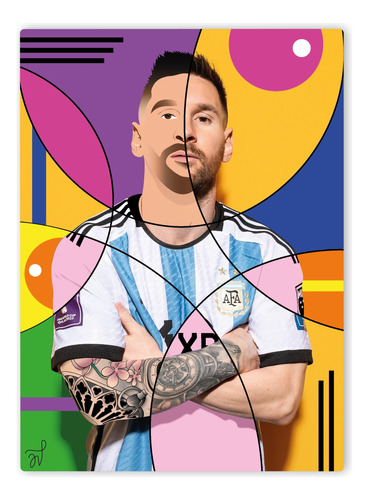 Cuadro Decorativo De Messi Pintado A Mano Sobre Lienzo 60x80