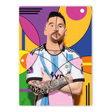 Cuadro Decorativo De Messi Pintado A Mano Sobre Lienzo 60x80