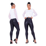 Kit 4 Calças Conforttável Disco Plus Size Poliamida Skinny