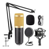 Kit Microfone Condensador Braço Articulado Pop Filter Flex Cor Padrão