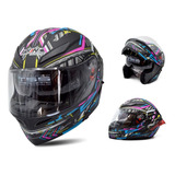 Casco Abatible Negro Multicolor Galaxy Mica Transparente Dot