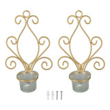 - 2 Candelabros Para Colgar En La Pared, Color Dorado,