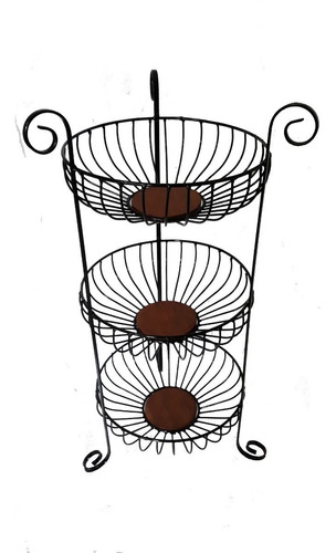 Fruteira 3 Andares Artesanal Ferro E Madeira Rústica Cozinha
