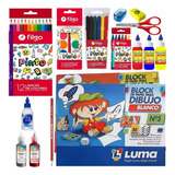 Kit De Arte En Casa Para Niños Block Dibujo Lapices Colorear