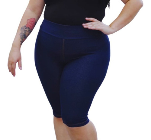 Bermuda Feminina Plus Size Tipo Jeans Modeladora G1 G2 G3