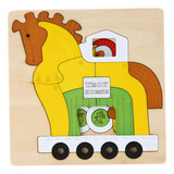 Quebra-cabeça De Madeira 3d Para Crianças Com Cavalo De Trói