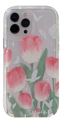 Funda Para iPhone 12 13 14 15 Airbag Anti-caída Con Tulipán