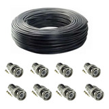 Kit Cabo Coaxial Rg58 95% 60m 8 Conectores Bnc Macho 