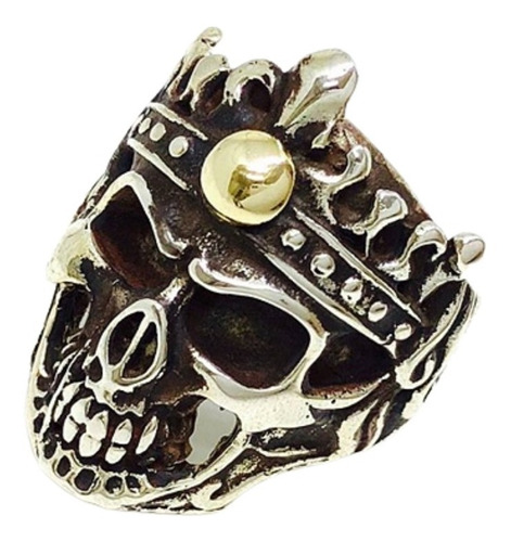 Ao 309  Anillo Calavera Plata Y Oro 