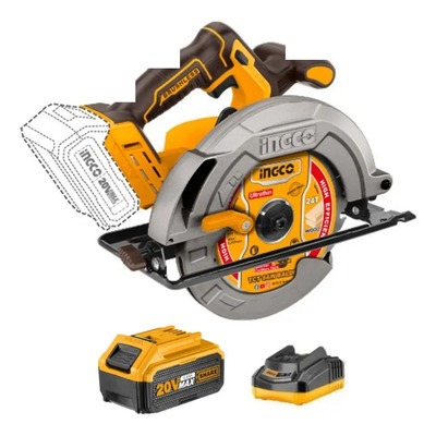 Sierra Circular Inalámbrica 7 1\u002F4 Con Bat 4.0ah y cargador Color Amarillo Frecuencia naranjo Ingco Industrial CSLI1851 | Envío gratis